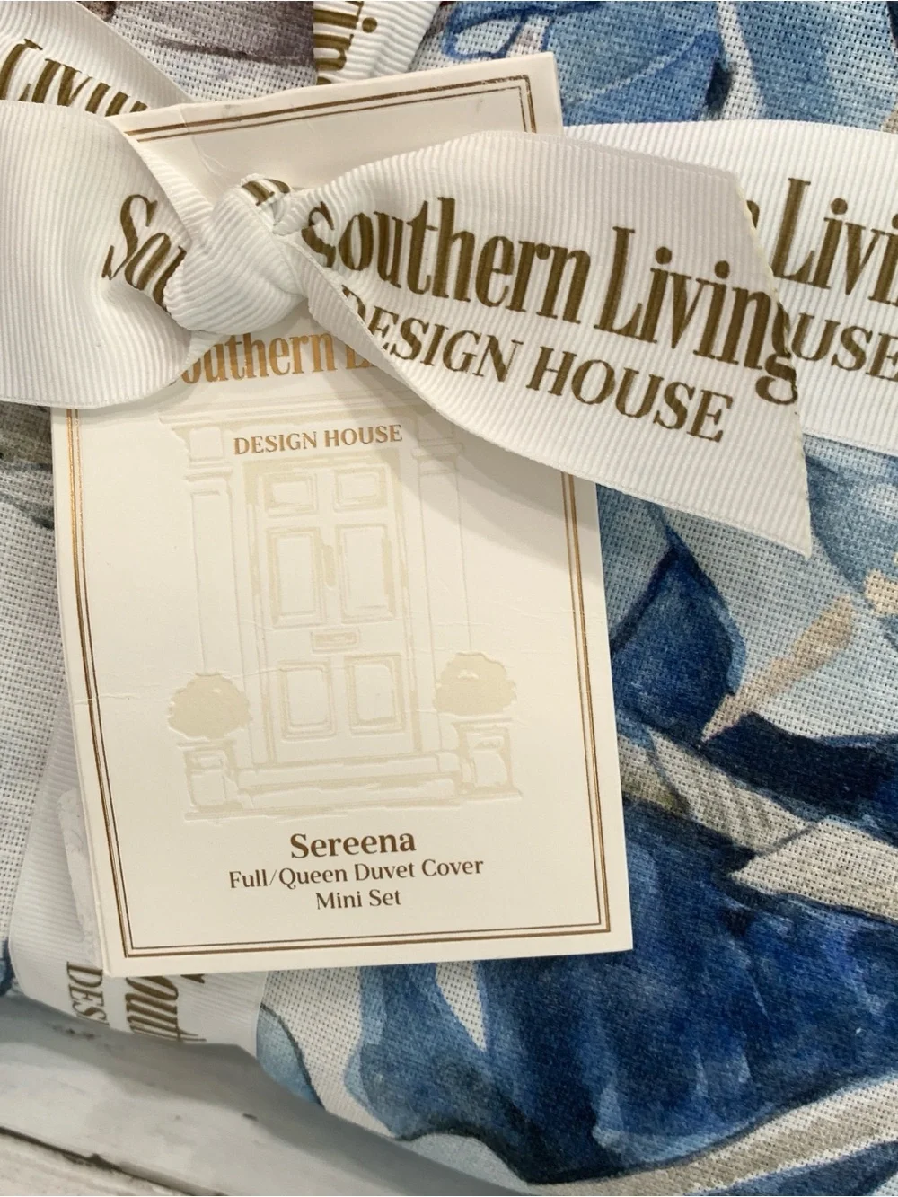 Southern Living Sereena Full Queen Duvet Cover Mini Set Two Shams 100% Cotton